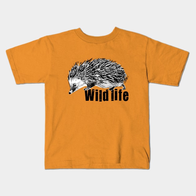 Wild hedgehog Kids T-Shirt by Lechugart